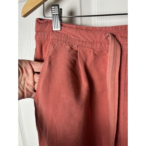 A New Day Pants M Linen Blend Terracotta Pull On Cropped Soft Girl Casual Travel - Picture 4 of 6